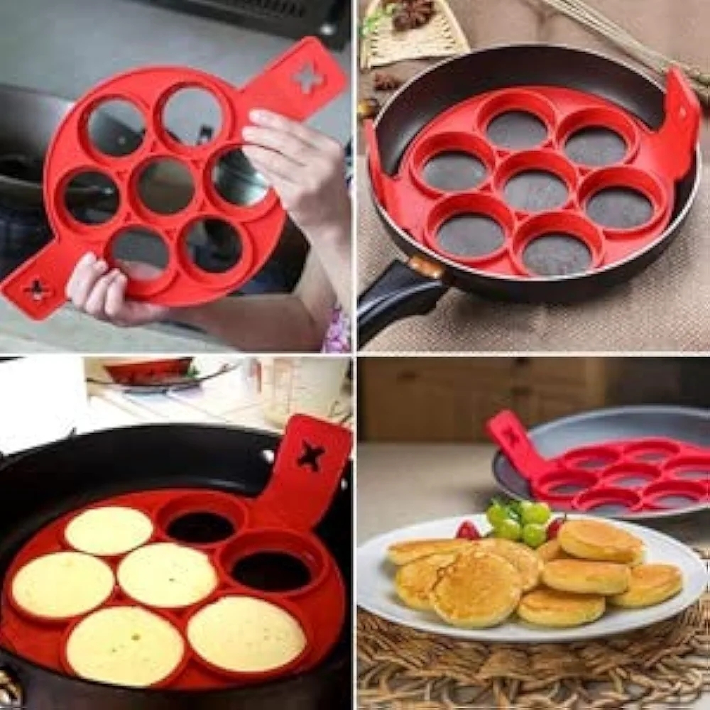 NEW Non-Stick Red Silicone Pancake Mold